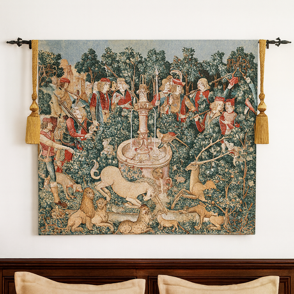 Unicorn Medieval Tapestry Wall Hanging | Vintage Woven Wall Art Home Decor