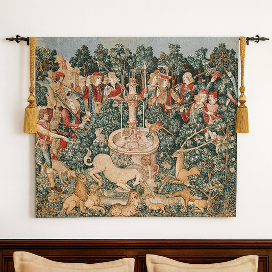 Unicorn Medieval Tapestry Wall Hanging | Vintage Woven Wall Art Home Decor