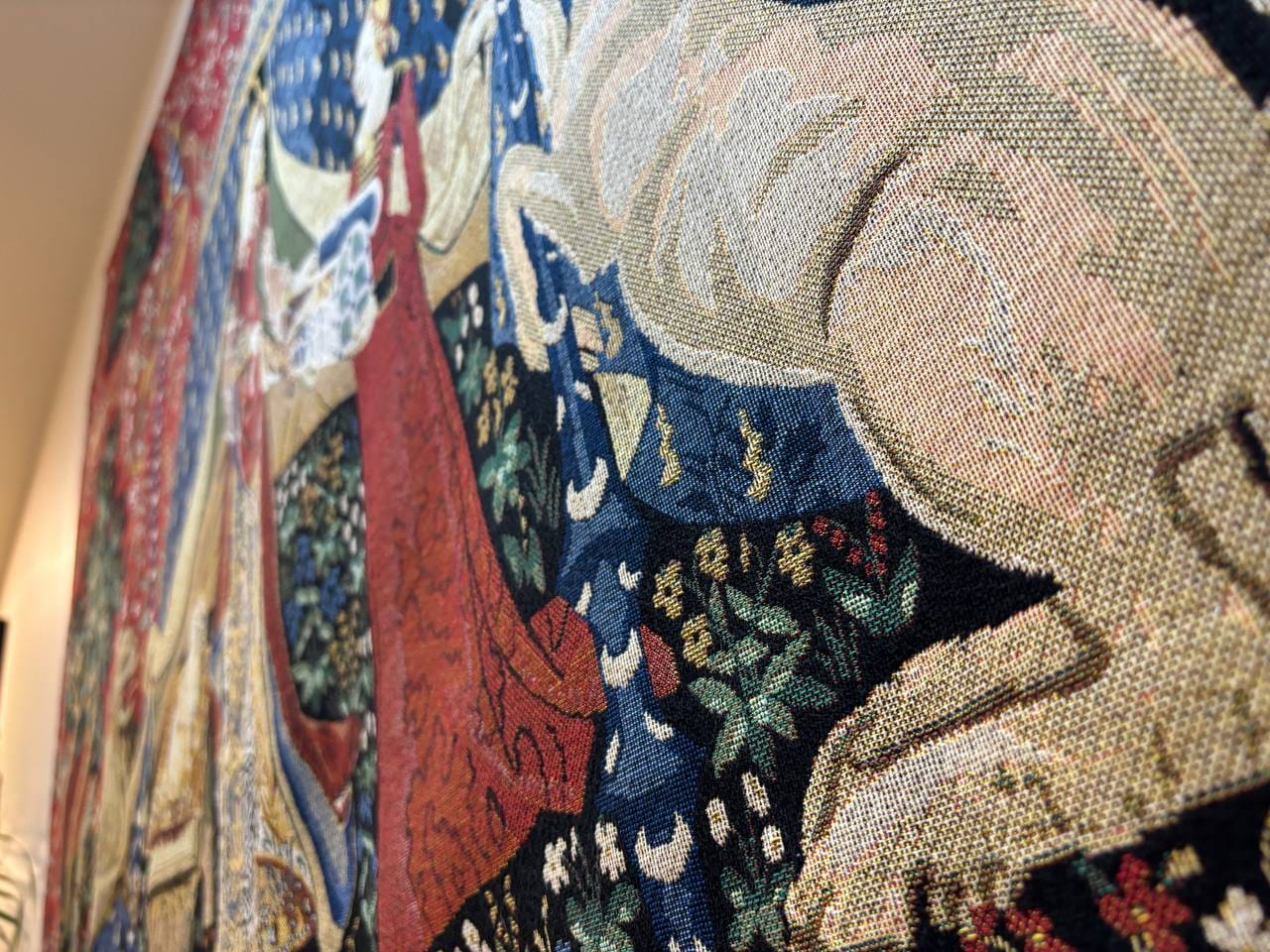 Lady and the Unicorn Medieval Tapestry Wall Hanging | Vintage Woven Wall Art Home Decor