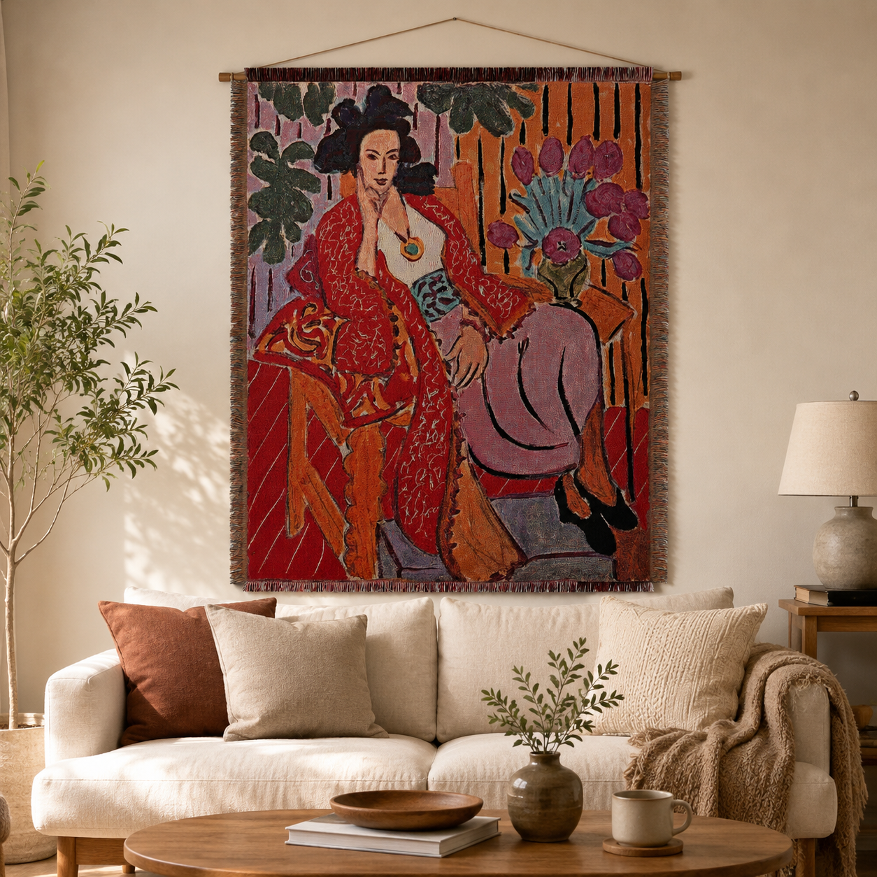 Art Inspired Woven Tapestry Throw Blanket – Sofa Throw & Wall Hanging