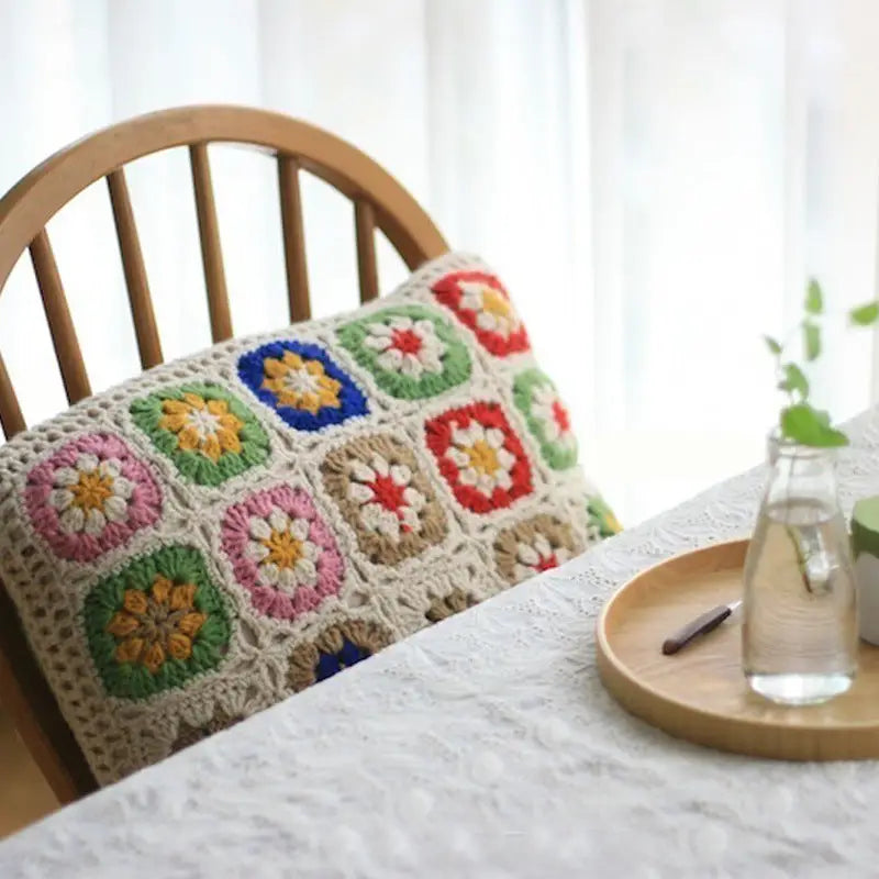 100% Cotton Handmade Crochet Woven Boho Farmhouse Cushion