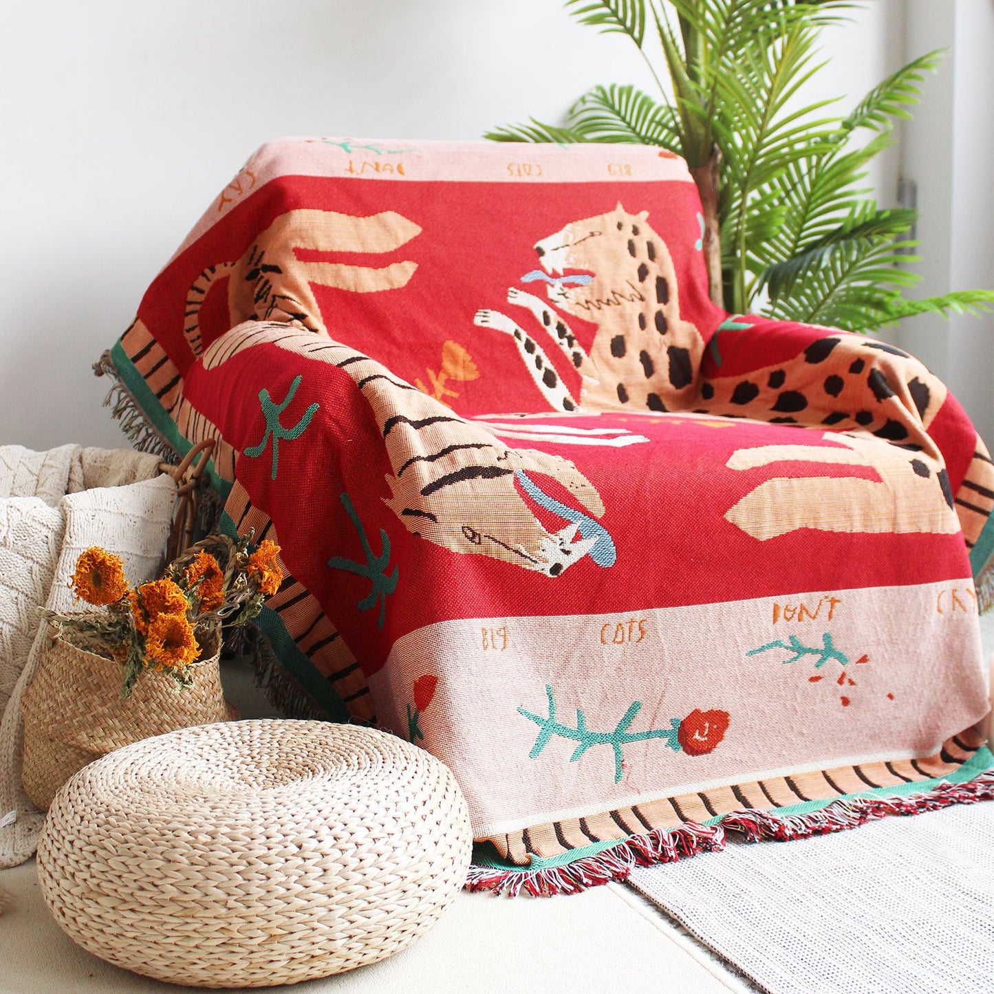Leopard Woven Throw Blanket Picnic Blanket Sofa Covers 130 x 160 CM