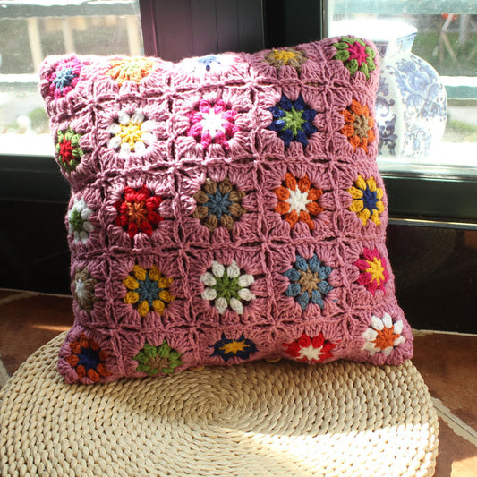 Handmade Crochet Woven Boho Pillow Case For Couch Sofa 40 X 40 CM