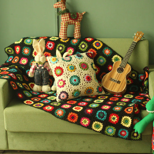 Handmade Crochet Throw Blanket Granny Blanket Sweater Style Shawl Tablecloth 150 x 100 CM