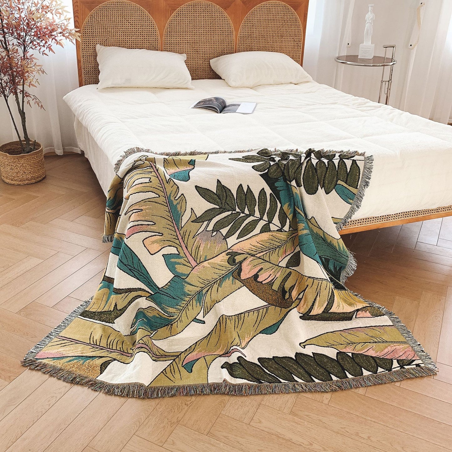 Palm Leaves Tapestry Woven Throw Blanket Picnic Blanket Sofa Covers 130 x 160 CM