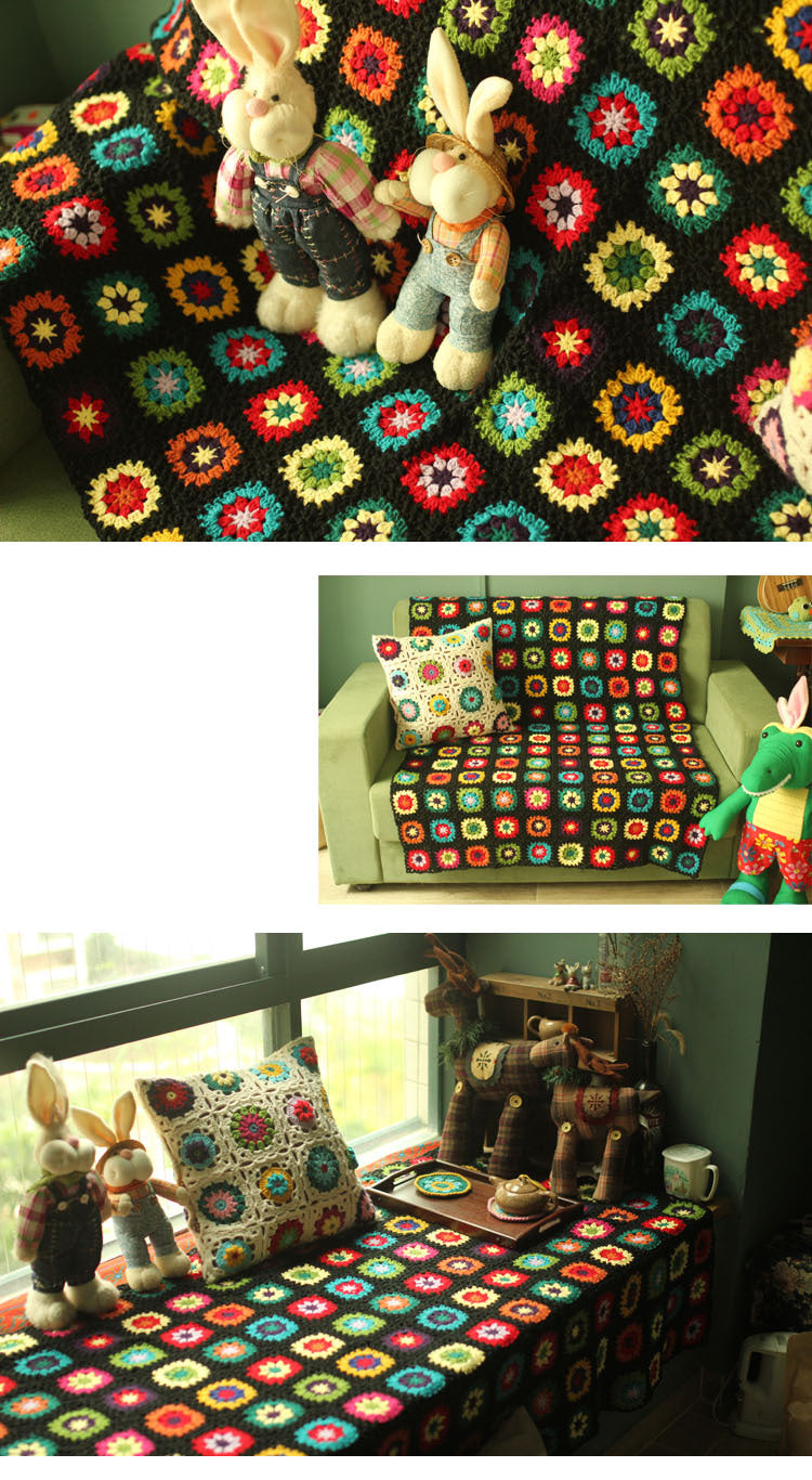 Handmade Crochet Throw Blanket Granny Blanket Sweater Style Shawl Tablecloth 150 x 100 CM