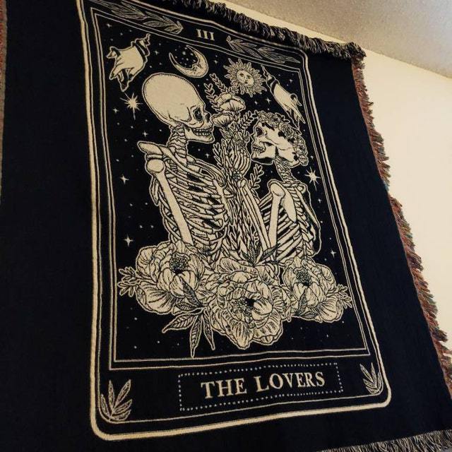 Skeleton Woven Tapestry Throw Blanket Picnic Blanket Sofa Covers 130 x 160 CM