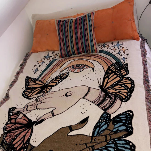 Boho Woven Throw Blanket Picnic Blanket Sofa Covers 130 x 160 CM
