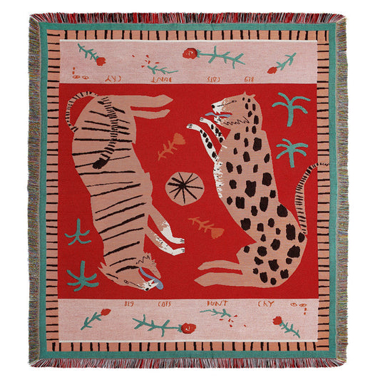 Leopard Woven Throw Blanket Picnic Blanket Sofa Covers 130 x 160 CM