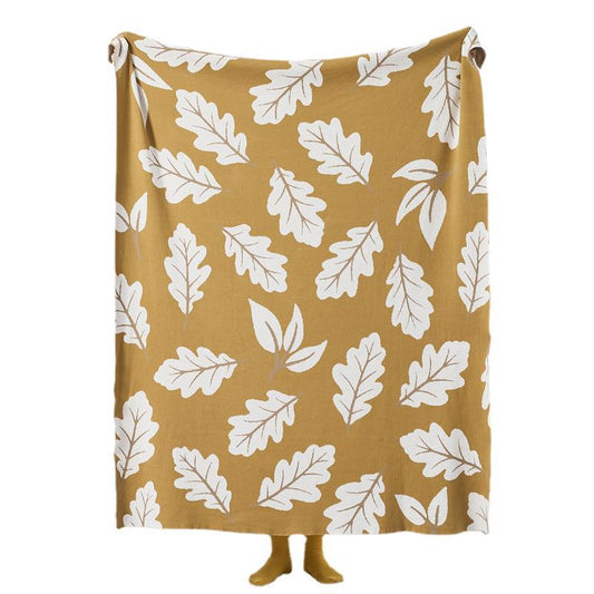 Leaves Pattern Blanket Pure Cotton Tapestry Knitted Throw Blanket 130 x 160 CM