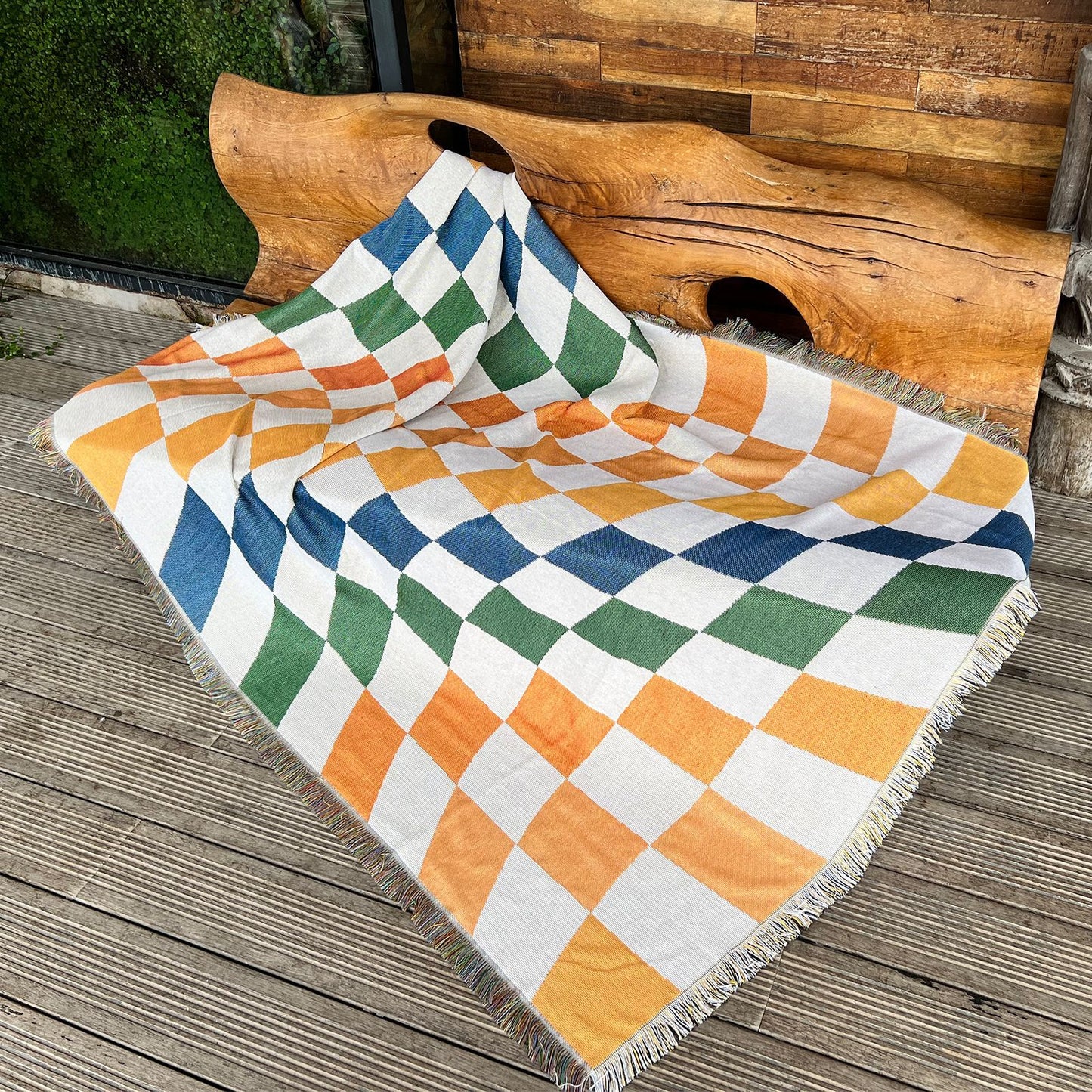 Multi-color Checkerboard Woven Tapestry Throw Blanket Picnic Blanket Sofa Covers 130 x 160 CM