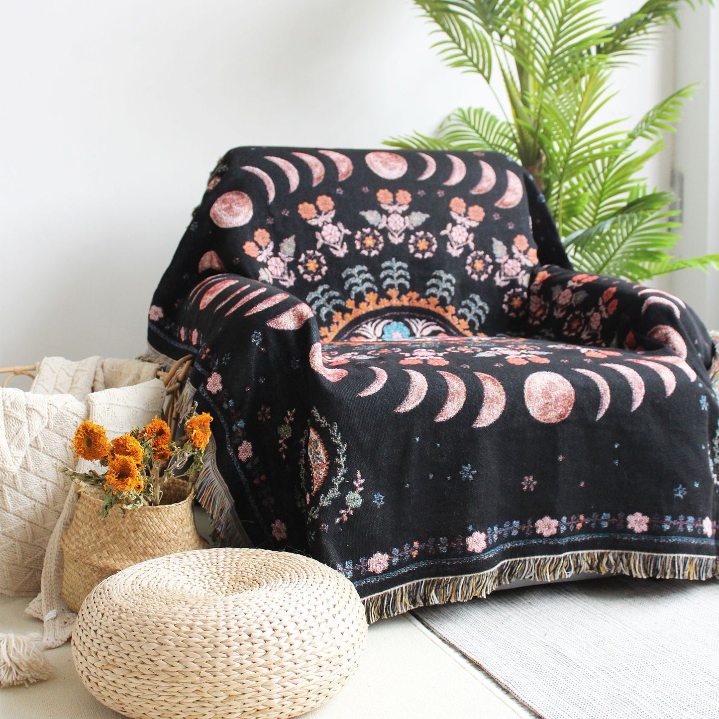 Woven Throw Blanket | Picnic Blanket | Beach Throw |Travel Blanket 130 x 160 CM