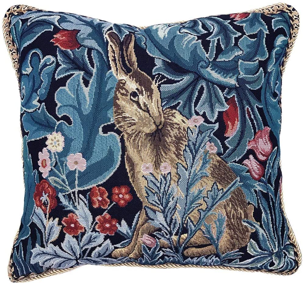 Tapestry Cushion Cover Decorative Sofa Cushions with Lion and Forest by William Morris (The Hare)