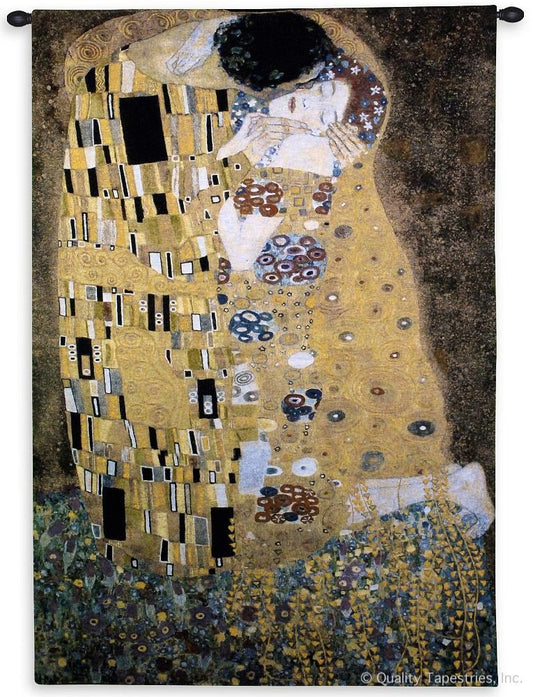 Gustav Klimt The Kiss Wall Tapestry Gold Thread Woven Art Tapestries 138 x 90 cm