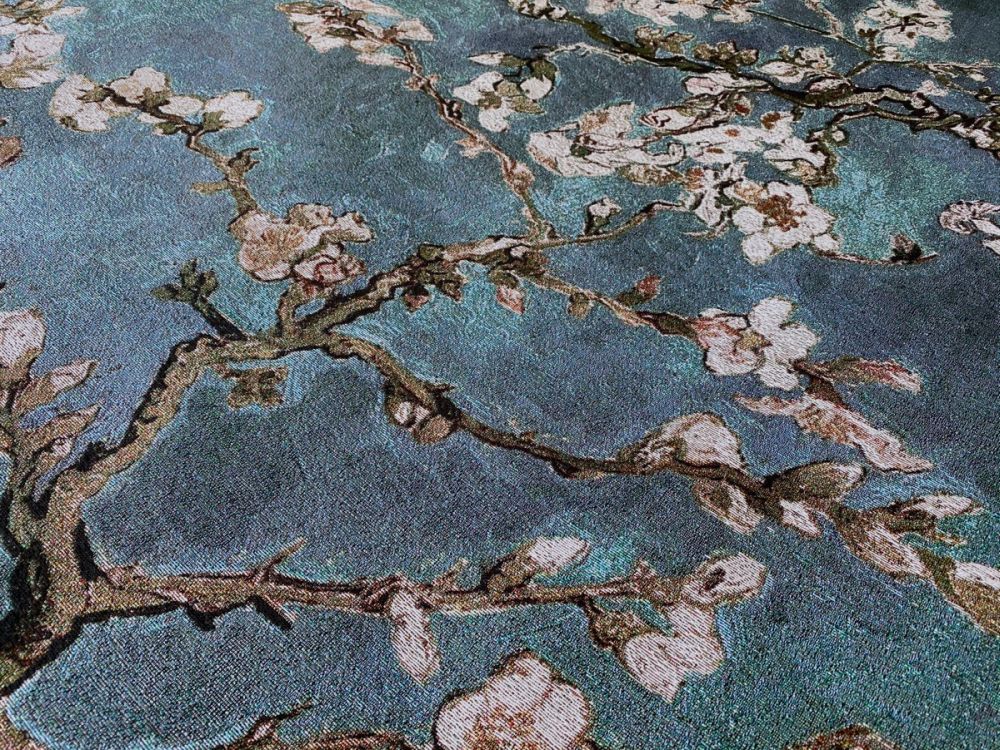 Almond Blossoms by Vincent Van Gogh Fabric Tapestry Home Decor Blue 100 x 100 cm