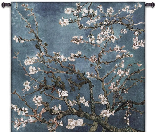 Almond Blossoms by Vincent Van Gogh Fabric Tapestry Home Decor Blue 100 x 100 cm
