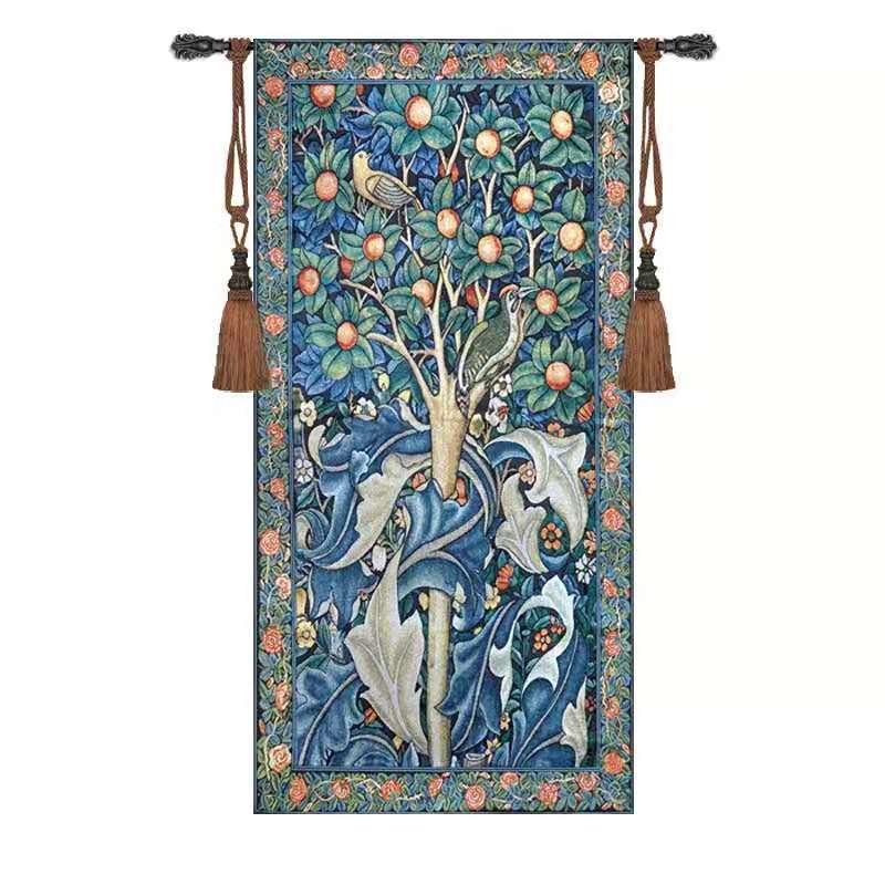 WILLIAM MORRIS WOODPECKER IN A FRUIT TREE - WALL HANGING 69CM X 139CM